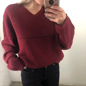 90s 00s Stripe Long Sleeve Red Sweater Vintage ♥️